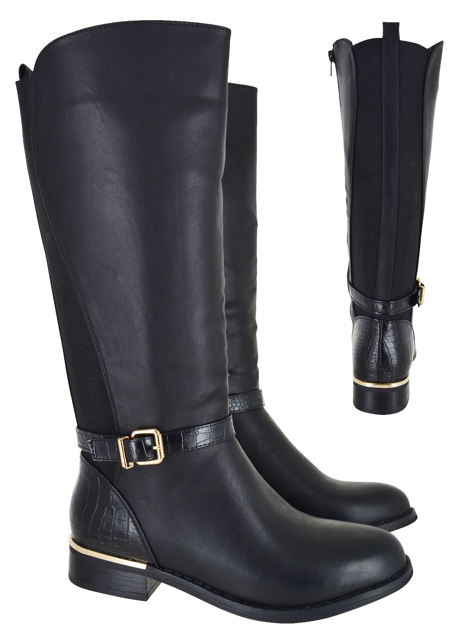 flat heel wide calf boots